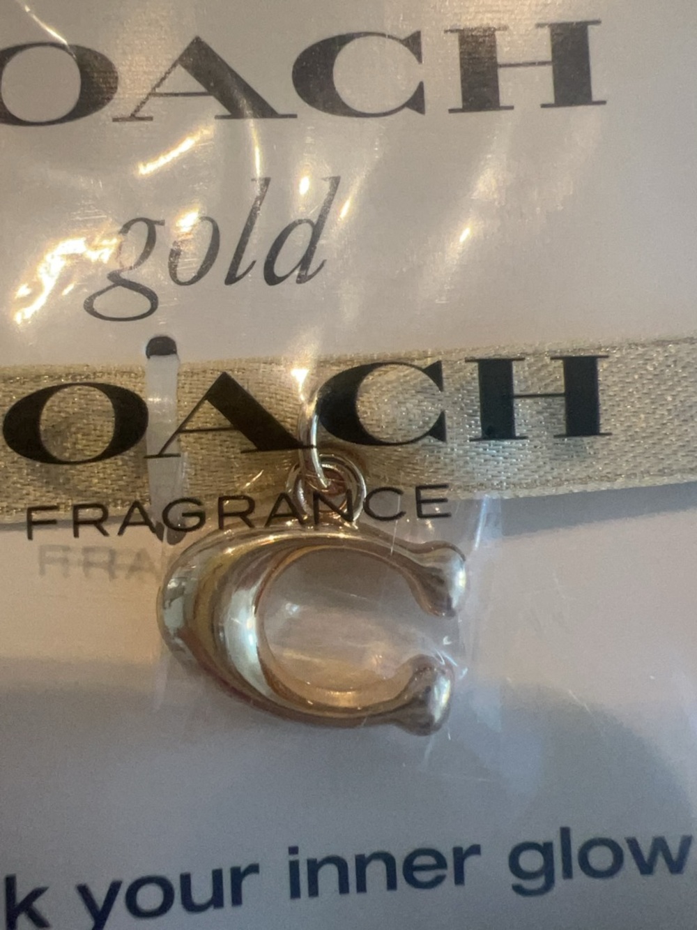 NEW Coach Gold-tone Charm Pendant + Black/brown Luggage Tag Mini Bag Charm FIRM - Picture 5 of 6